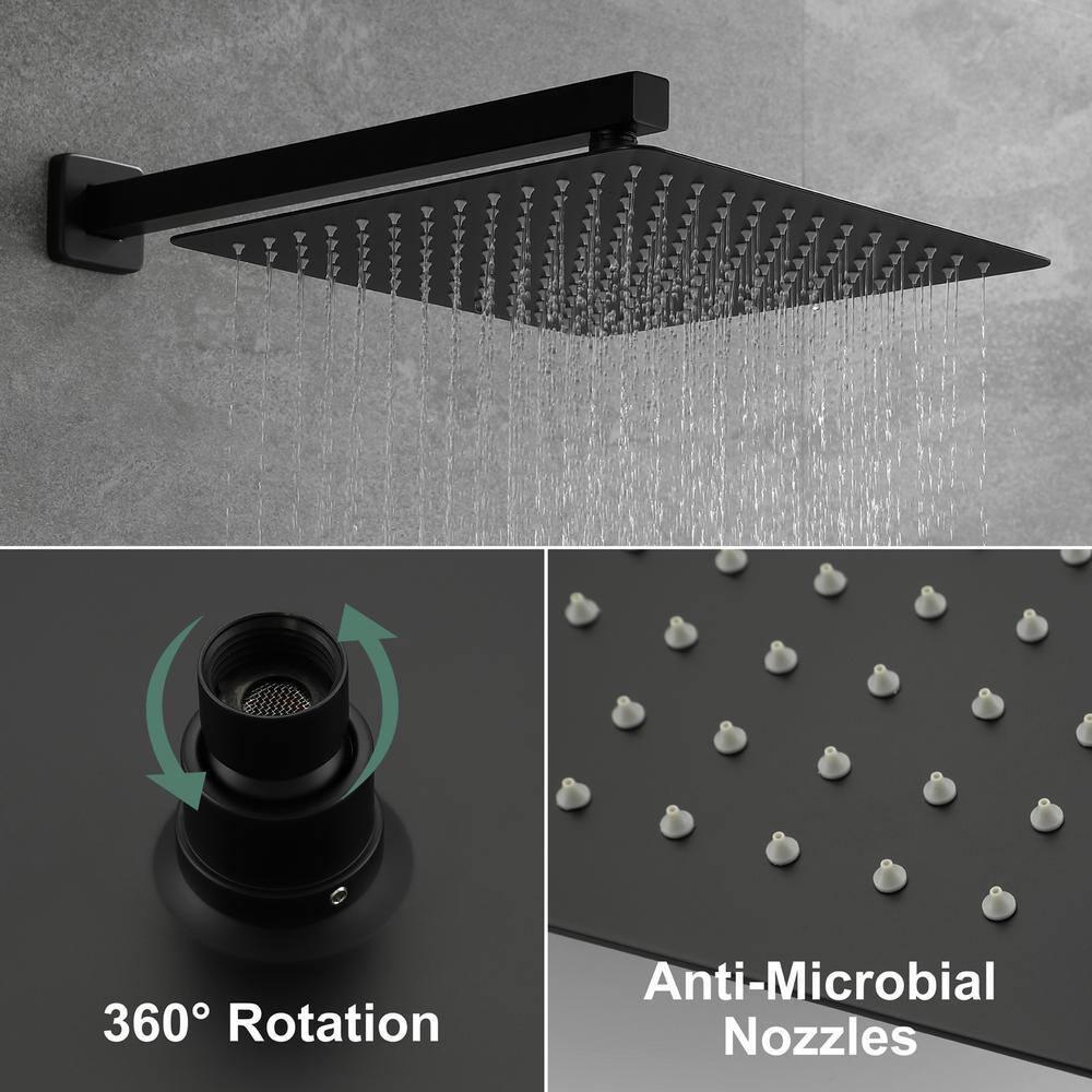 Matte Black Wall-Mounted Multi-Head Shower System with Handheld