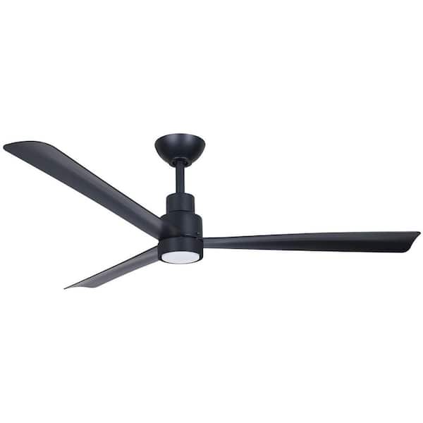 Simple 52 in. Indoor-Outdoor Coal Black Downrod Mount Standard Ceiling Fan with Warm White Intgrated LED, Remote Control