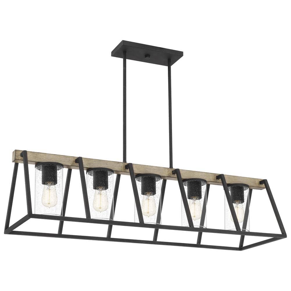 Brockton 42" Gray Ash Steel Outdoor Linear Chandelier