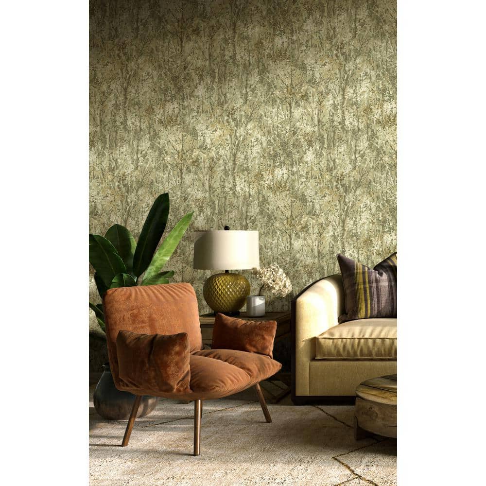 Green Textured Tropical Forest Non-Pasted Wallpaper Roll