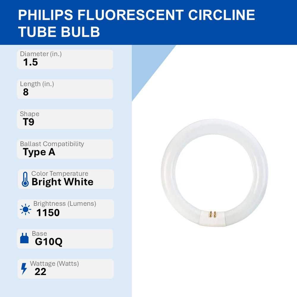 Philips 22-Watt 8 in. Linear T9 Circline Fluorescent Tube Light Bulb