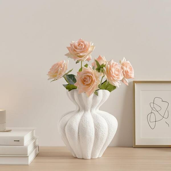 6.9 in. Modern Boho White Ceramic Cylinder Decorative Vase LX0724