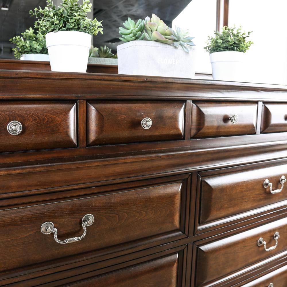 Damien Brown Cherry 10-Drawer Wood Double Dresser