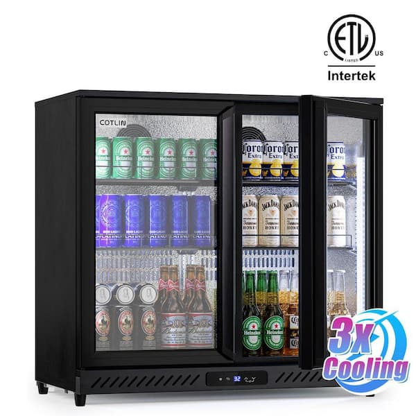 36 in. 7.45 cu. ft. Single Zone 208-Cans Beverage Cooler in Black, Self-Evaporation System, ETL Certified, 32°F to 50°F