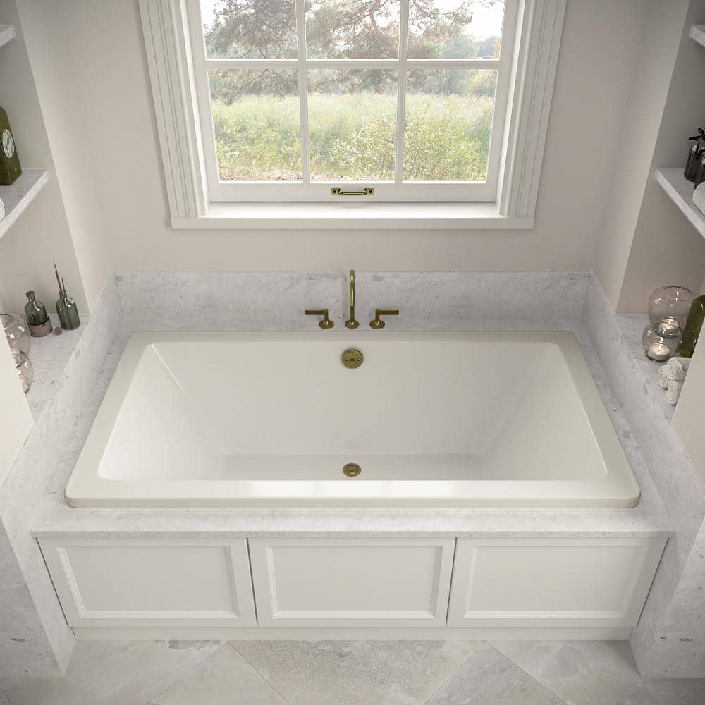 66'' x 34'' Glossy White Acrylic Soaking Drop-In Bathtub