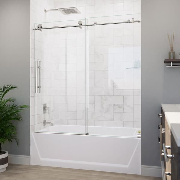 DreamLine Enigma-X 59 in. W x 62 in. H Clear Frameless Sliding Tub Door ...