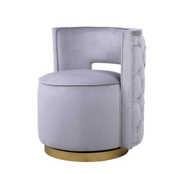 Homefun Gray Modern Soft Upholstered, Swivel Vanity Chair With Storage