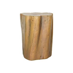 Concrete Faux Wood Stump - 17.9"H Outdoor Side Table Statues, Faux Oak Stump Cover, Decorative Plant Stand for Garden