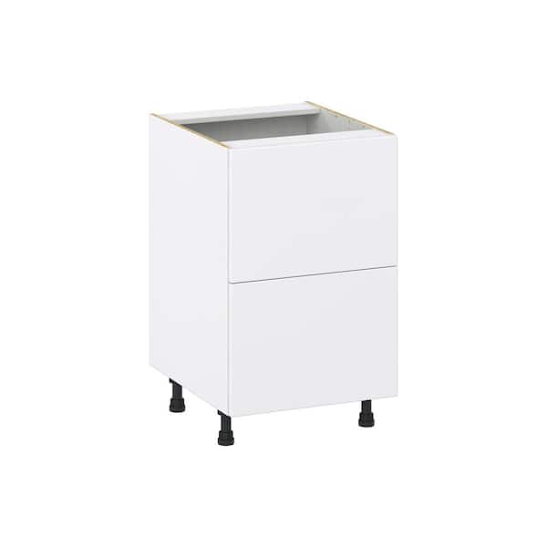 J COLLECTION Timberline 21 in. W x 24 in. D x 34.5 in. H Assembled Slab Drawer Base Kitchen Cabinet in Bright White with 2-Drawers