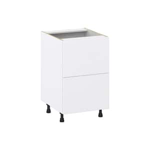 Fairhope Bright White Slab Assembled Base Kitchen Cabinet with 2 Drawers (21 in. W X 34.5 in. H X 24 in. D)