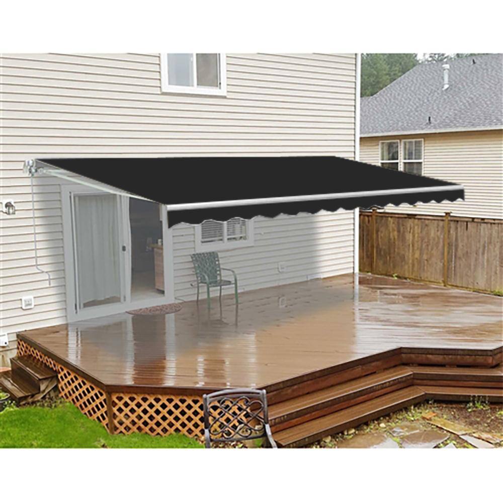 ALEKO 20' x 10' Black Motorized Retractable Patio Awning with White Frame