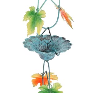 Fall Color Maple Leaf Decorative Rain Chains for Gutters 8.5 ft. Metal Outdoor Rain Catcher Chain with Cups