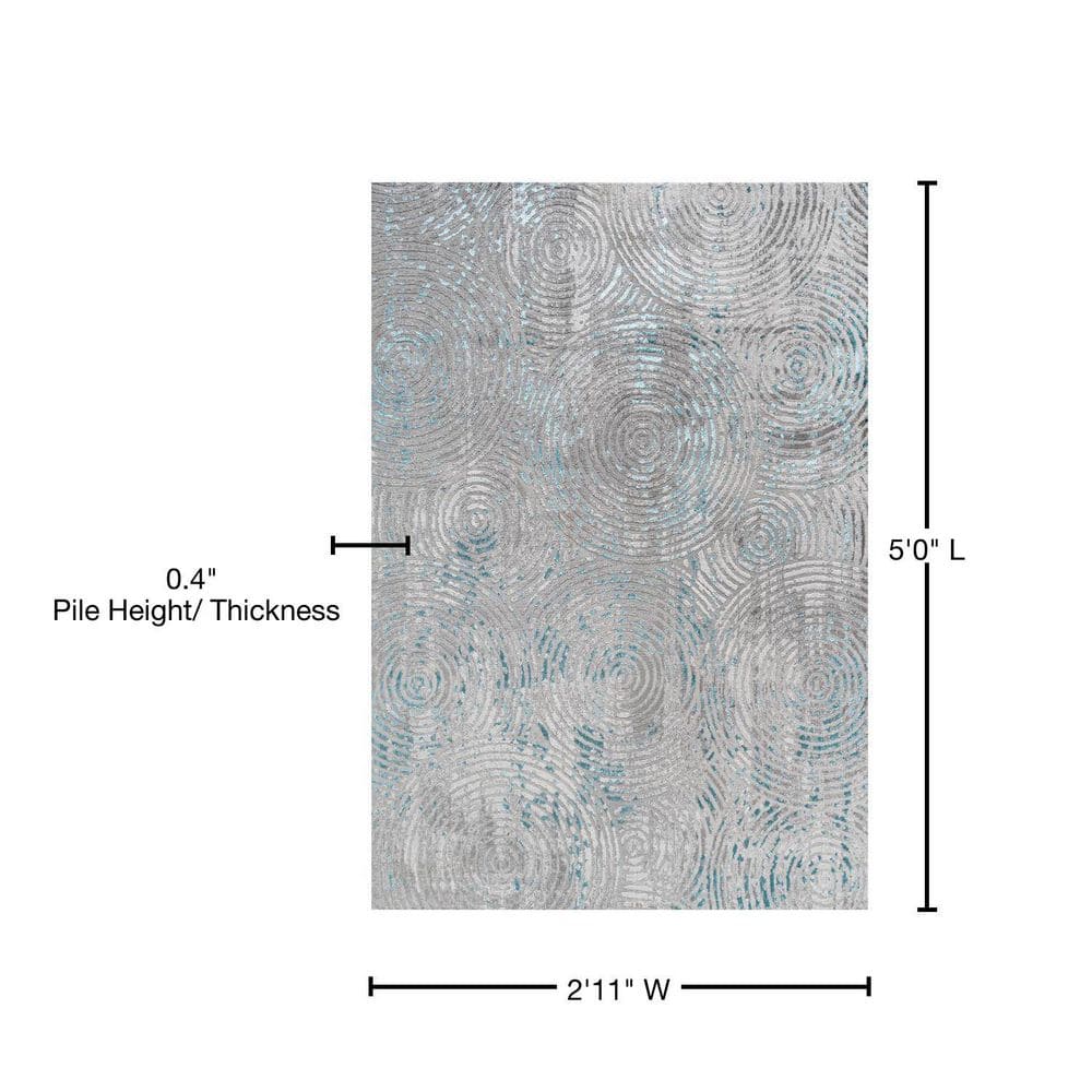 Coastal Abstract Weathered Gray Synthetic Area Rug