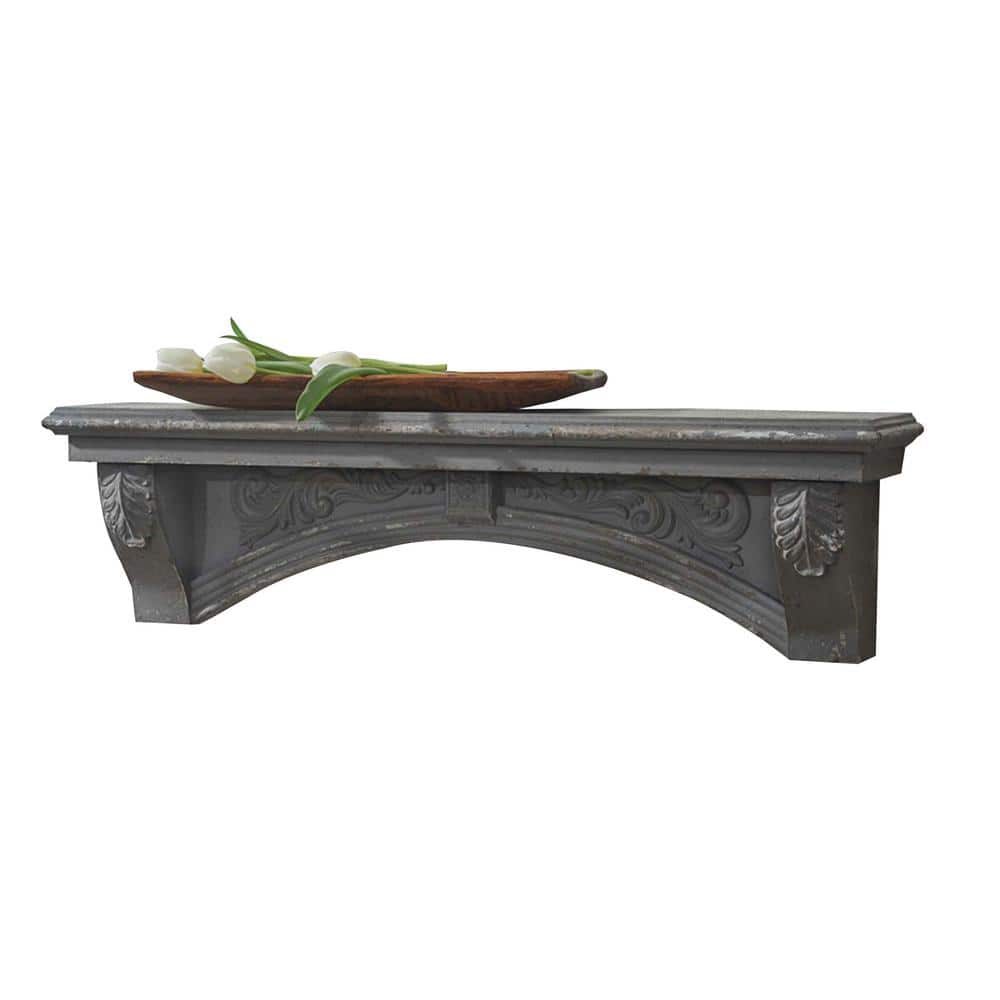 Aged Gray Fir Wood Floating Mantel Shelf
