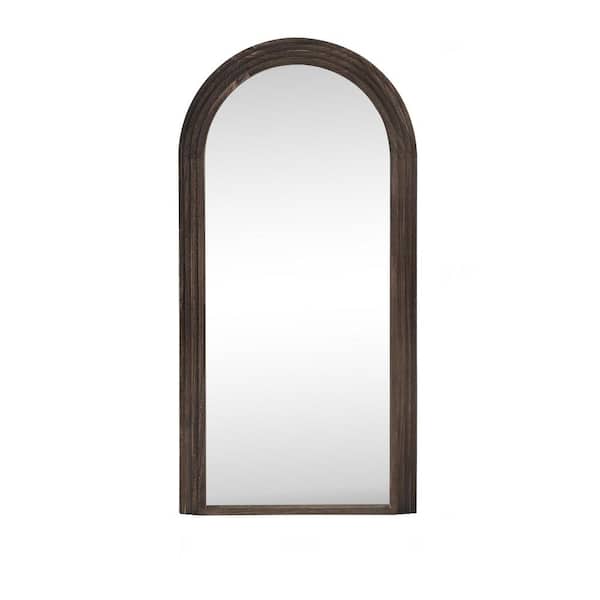 35 in. W x 71 in. H Classic Arched Solid Wood Framed Mirror in Charcoal