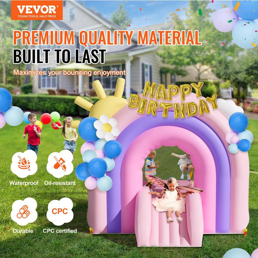 Pink and Purple Inflatable Bounce House with Slide