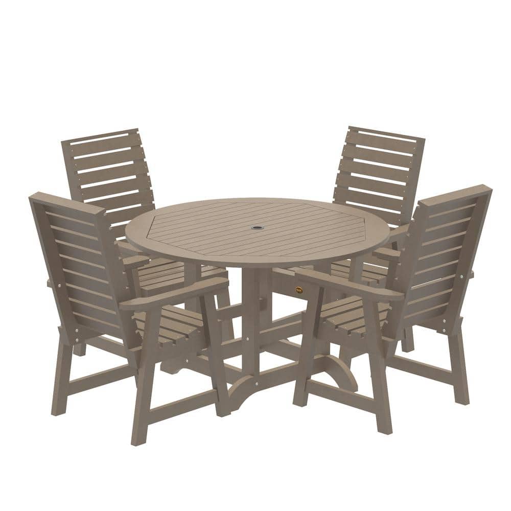 Highwood Glennville 5Piece Round Plastic Outdoor Dining Set CMST3SQ48WDWBR The Home Depot