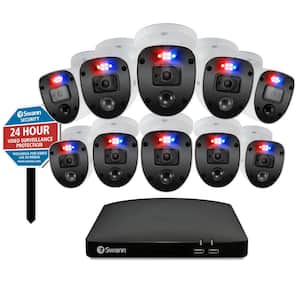 16-Channel 1080p 2TB DVR Security Camera System with 10 Wired SwannForce Bullet Cameras and Yard Stake
