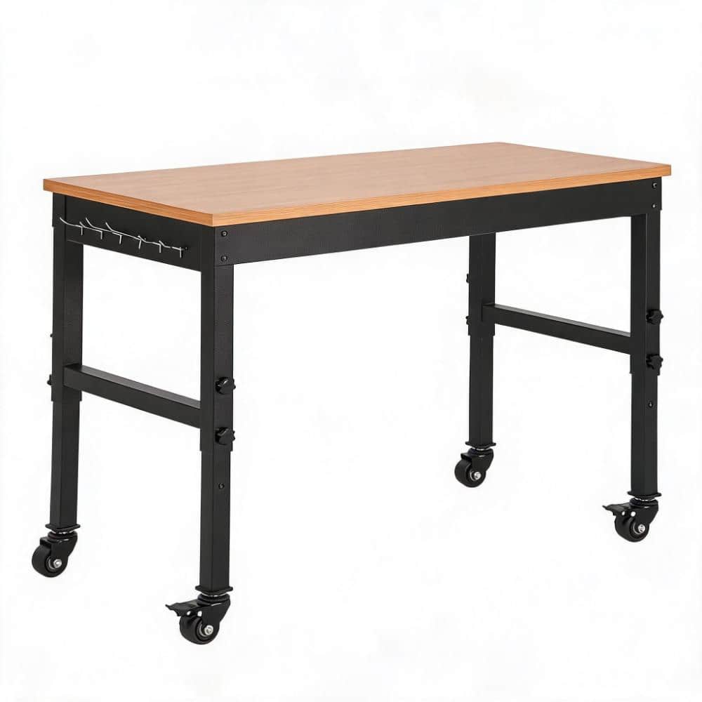Heavy-Duty Adjustable Height 60*24 in.Workbench with Power Outlets,Rubberwood Top,Steel Frame price history on PriceWatchPro