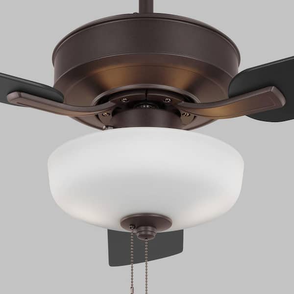 Generation Lighting - Linden 48 in. Transitional Indoor Bronze Ceiling Fan with Bronze/American Walnut Reversible Blades and LED Light Kit