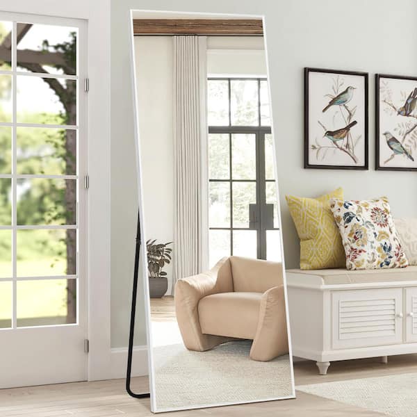 Lirago 21 in. W x 64 in. H Metal Framed Full Length Mirror Wall Mounted Free Standing or Leaning against the Wall in White