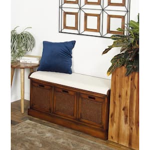 Brown Storage Bench with Upholstered Seat 20 in. X 42 in. X 15 in.