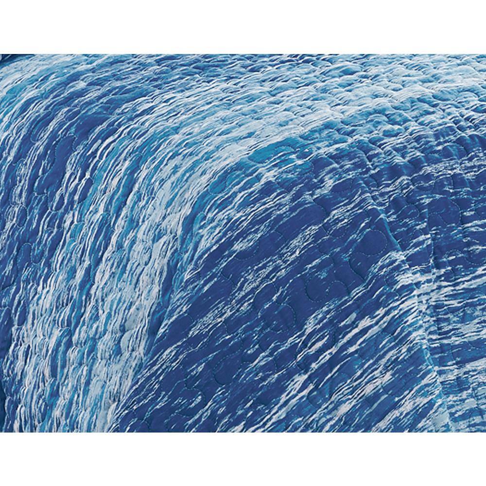 Ocean Stripe Blue Cotton Twin Quilt Bedding Set