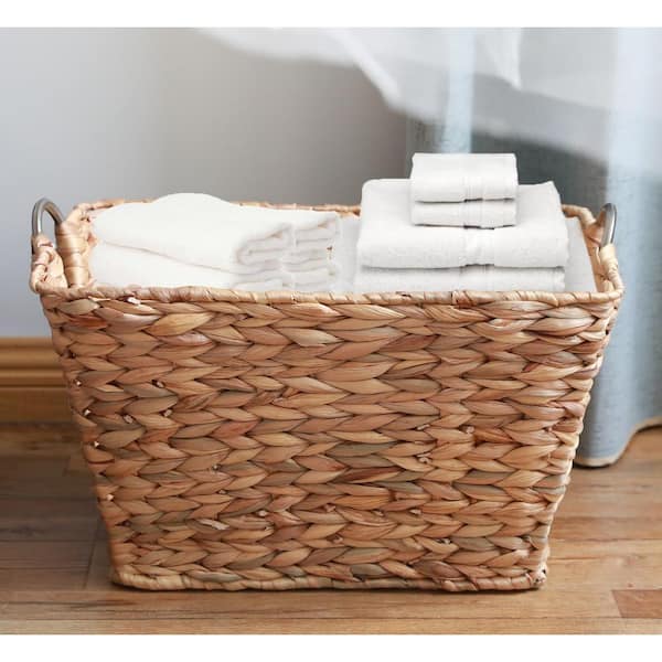 Vintiquewise Large Square Water Hyacinth Wicker Laundry Basket QI003365.L -  The Home Depot