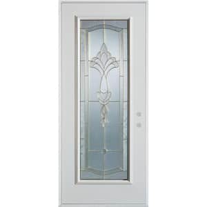 32 in. x 80 in. Traditional Brass Full Lite Painted White Left-Hand Inswing Steel Prehung Front Door