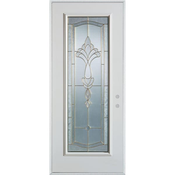 Stanley Doors 36 in. x 80 in. Traditional Brass Full Lite Prefinished White Left-Hand Inswing Steel Prehung Front Door