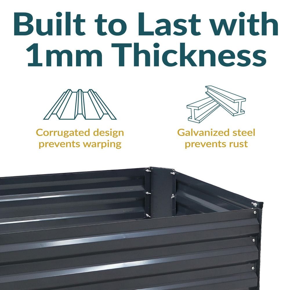 Rust-Resistant Dark Gray Galvanized Steel 48" Raised Garden Bed