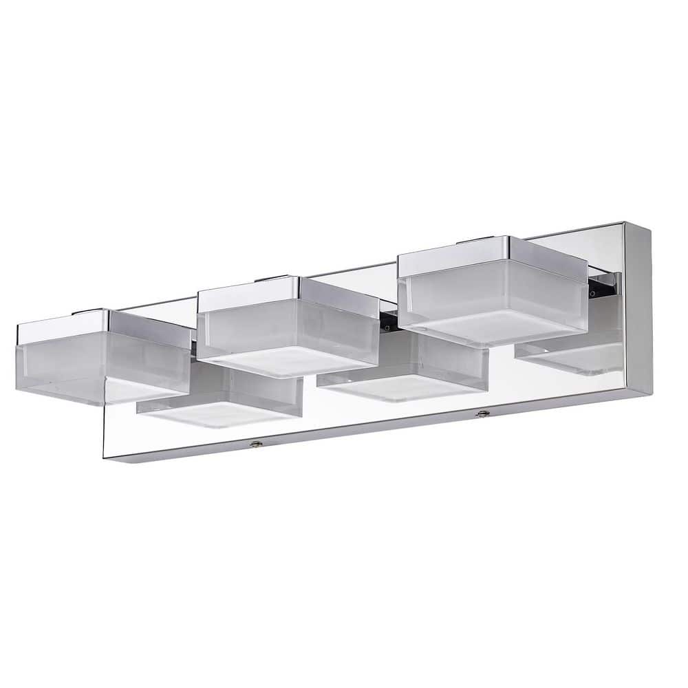 18 in. 3-Light Chrome Modern Dimmable LED Vanity Light with Acrylic Shade price history on PriceWatchPro