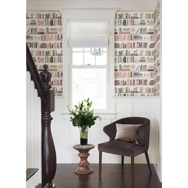 Painterly Pink Shelf Stories Novelty Vinyl Peel and Stick Removable Wallpaper Roll