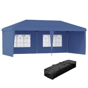 10 ft. x 20 ft. Pop Up Canopy Tent with 4 Sidewalls and Carry Bag for Outdoor, Garden, Patio in Blue