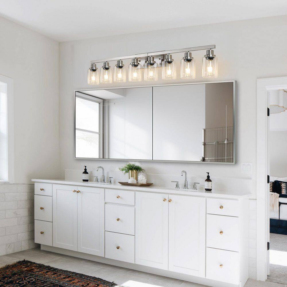 51 in. Modern 8 Light Bathroom Vanity Light Gold Finish with Clear Glass Shades for Bathroom and Dressing Area price history on PriceWatchPro