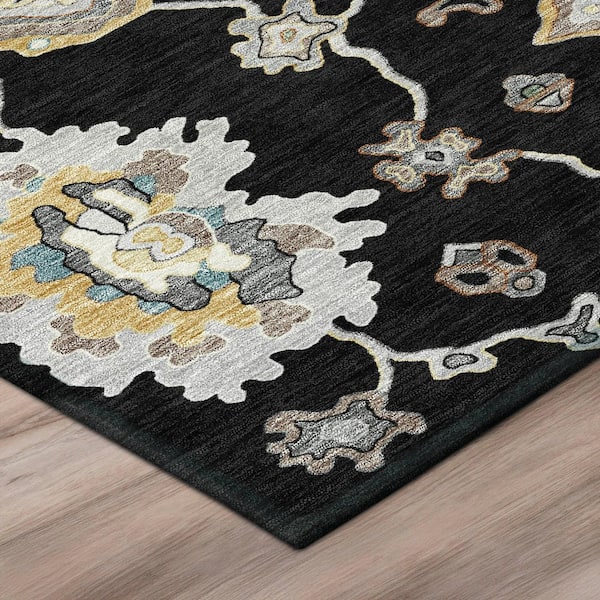 Chantille Machine Washable Indoor/Outdoor Abstract ACN2895 Black 2 ft. x 3 ft. Accent Rug