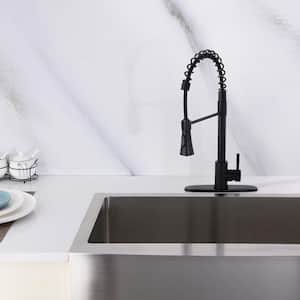 Black Single-Handle Pull-Down Sprayer Kitchen Faucet with Spring Design in Brushed Nickel