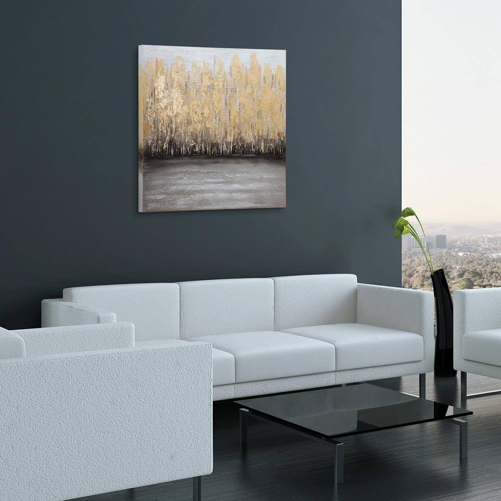 Golden Trees Abstract Oil Painting on Canvas, 36" x 36"