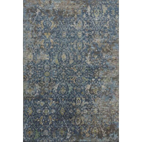 Mayfield Premium Machine Washable Abstract AMF2359 Navy 9 ft. x 12 ft. Area Rug