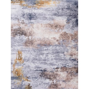 Zara Contemporary Rust 2 ft. x 3 ft. Washable Super Soft with Abstract Design Area Rug