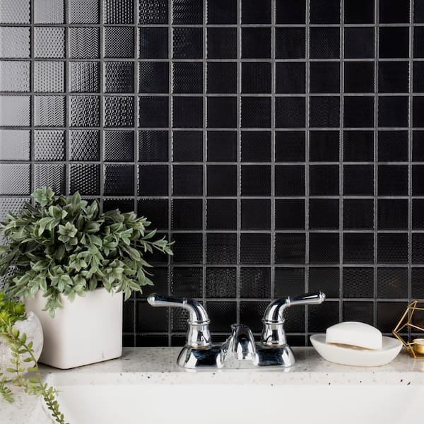Celadon Graphite 11-5/8 in. x 11-5/8 in. Porcelain Mosaic Tile (9.6 sq. ft./Case)