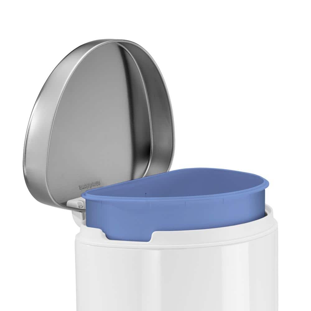 White Stainless Steel Semi-Round Step Trash Can with Pedal