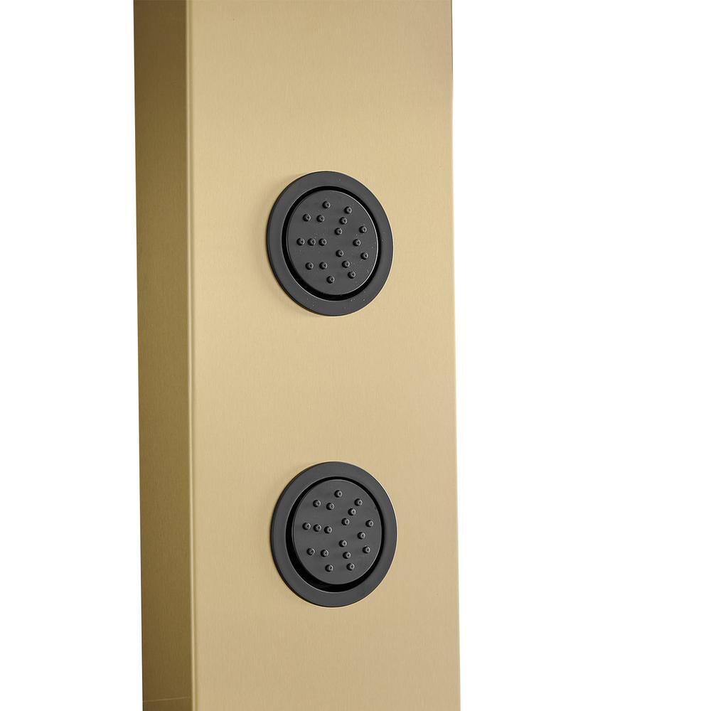 Gold and Black Stainless Steel Shower Panel System with Rainfall Showerhead