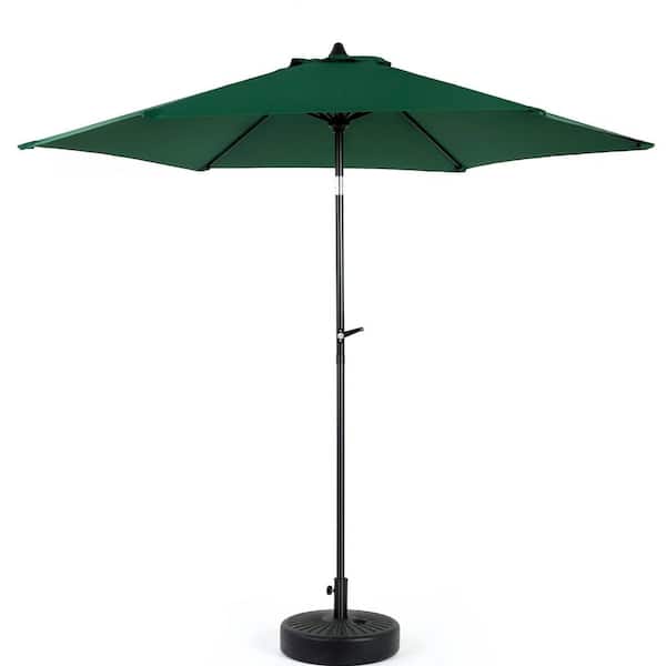 9 ft. Steel Market Patio Umbrella with Crank and Push Button Tilt in Green