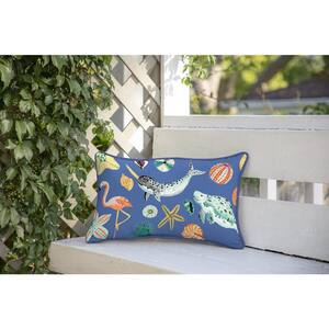 Sea Life Outdoor Welted Lumbar Throw Pillow (2-Pack)