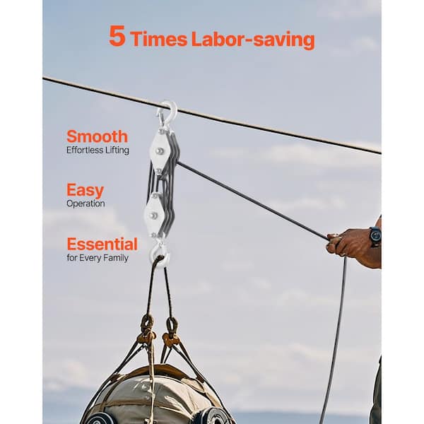 home depot box and tackle pulley system YATOINTO Rope Hoist with Bearing, 2200 LB Pulley Block 6:1 Power, Pulley Block 1100LB Loading Capacity, 50ft Heavy Duty Rope Hoist for Hunting Garage Warehouse Constructions Tools Double Pulleys with Static Rope Klein Tools Galvanized Steel and