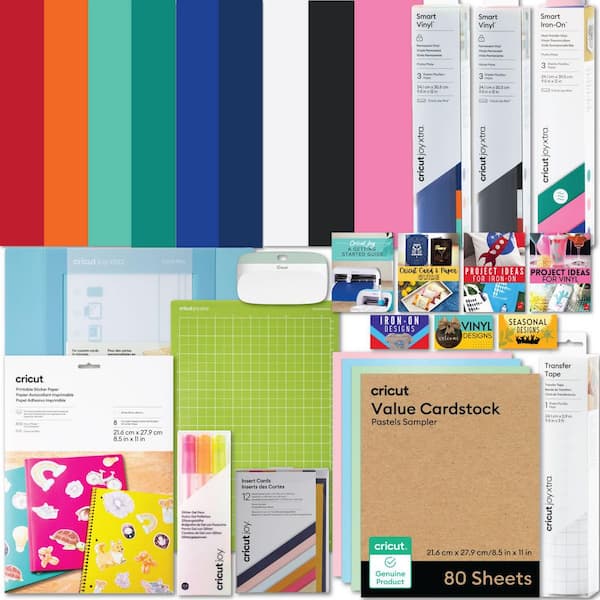 Joy Xtra Ultimate 115+ Piece Cutting Materials and Accessories Kit with Vinyl, HTV, Cards, Pens, Tools and Sticker Paper
