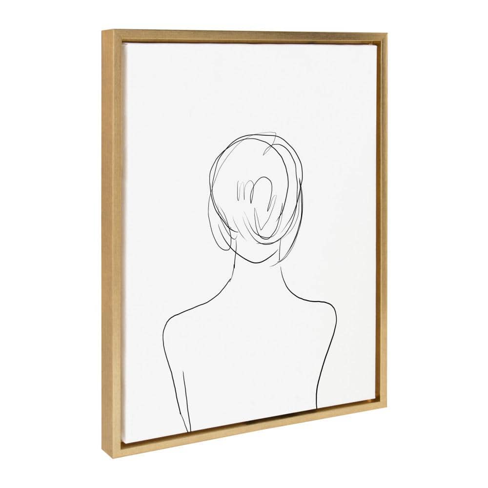 Minimalist Woman Abstract Canvas Print with Gold Frame