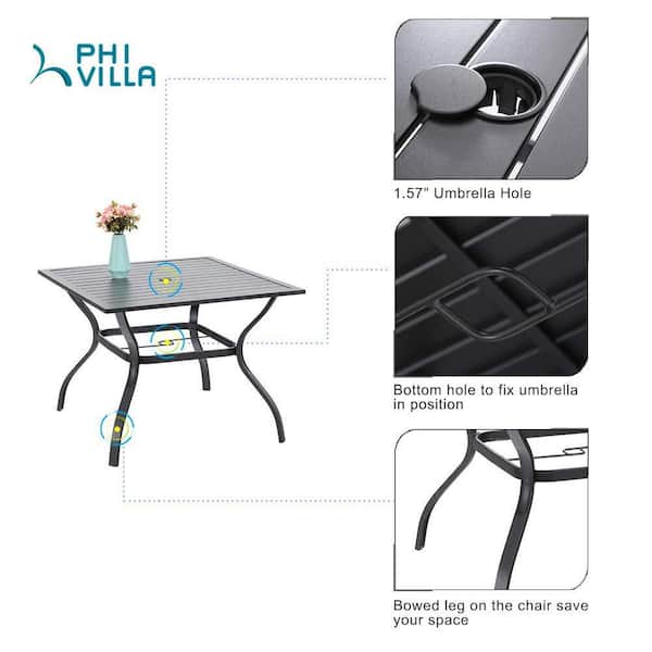 Phi Villa 37 In X Patio Outdoor, Outdoor Dining Table With Umbrella Hole Canada