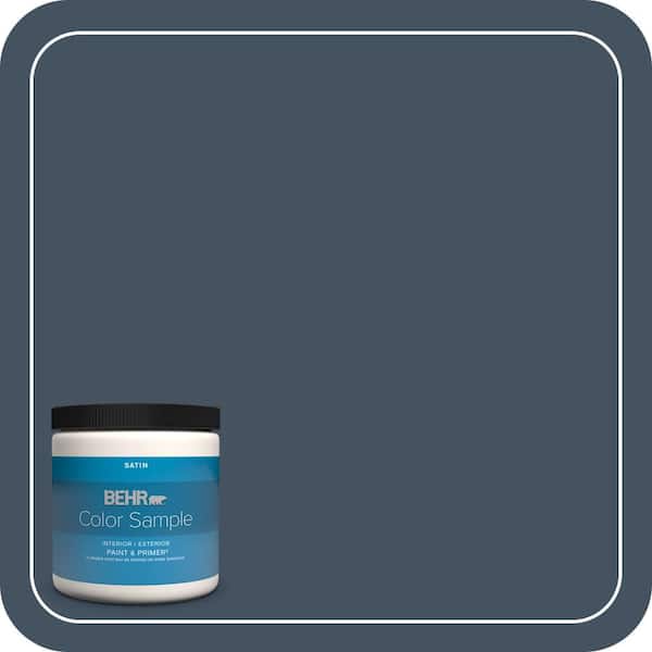 BEHR PREMIUM PLUS 8 oz. #ECC-30-3 Night Tide Satin Enamel Interior/Exterior Paint & Primer Color Sample